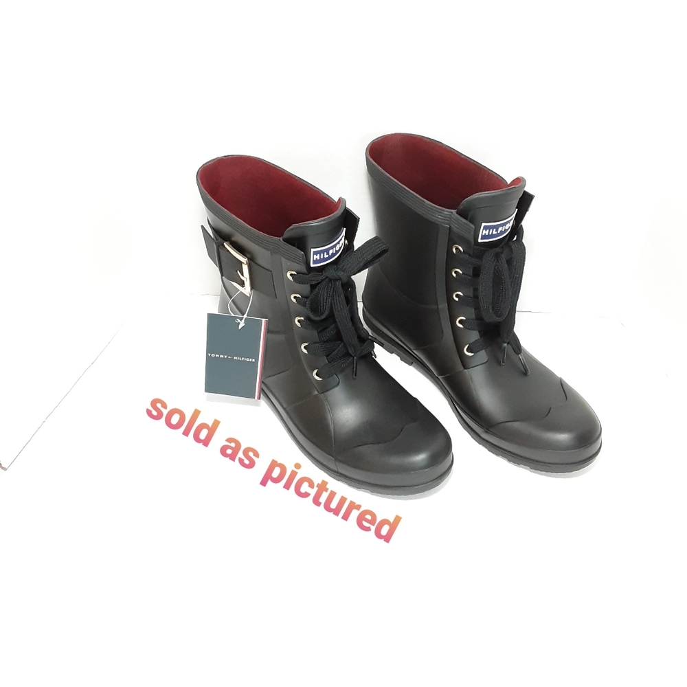 tommy hilfiger renegade short rubber  rain boots